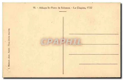 Abbey of Saint-Pierre of Solesmes — The Chapter, 1722 — J. Mallcot, phot. Sablé — Back