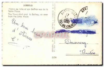 Arras — Hotel de Ville e seu Sino — Edições de Lutèce & Cie, n° 5104 — Verso