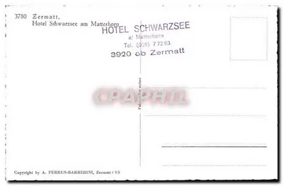 Matterhorn — vista desde Zermatt — editor A. Perren-Barberini — Verso