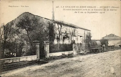 Mussey (Meuse) — Casa incendiada durante la Batalla de la Marne — Phot-Express - Visé Paris, n°448