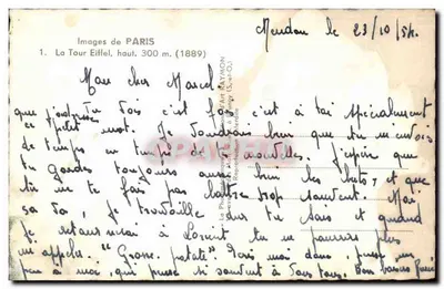 Wieża Eiffla — Paryż — wydawca RAYMON (S.-et-O.) — Rewers