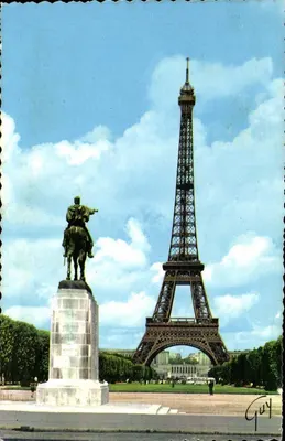 Estátua equestre do mariscal Joffre — Torre Eiffel — Paris — Editor GUY, n°1099