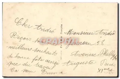 Arranjo de flores em um cesto — Boas Festas — editor 'Bonheur' n° 4632 — Verso