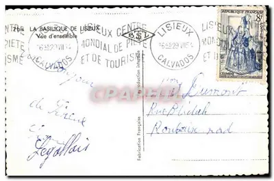Bazylika Świętego Serca w Lisieux — Widok ogólny — Wydawca nieznany, numer serii nieczytelny — Rewers