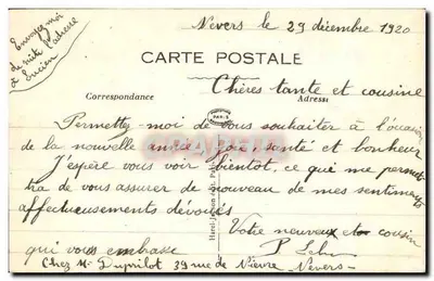 Pitoreski wioska — Dobra i szczęśliwa rocznica — kartka pocztowa datowana 1920 — Rewers