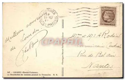 LOURDES (Hautes-Pyrénées) — Błogosławienie chorych podczas Procesji — Fototypia Marcel Dabing-Brédaux — Rewers