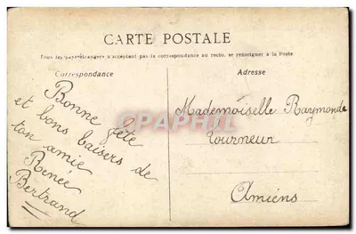 Arranjo de flores rosas — Boa Festa — Carta postal — Verso