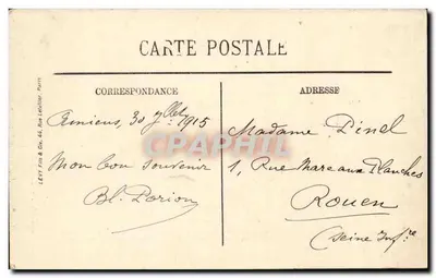 Amiens — A Catedral — LL. — Editor LL, n° 215 — Verso
