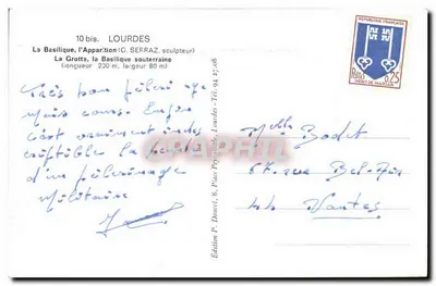 Lourdes — Lugar de peregrinação — Edição P. Doucet, 8, Place Peyroude, Lourdes — Verso