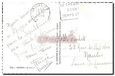 Angers — Lembra-te de Angers — M. Chrétien & Fils — Verso