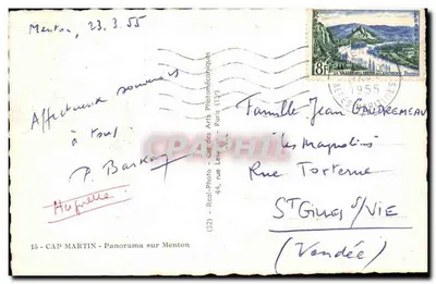 Cap Martin — Panorama über Menton — Réal-Photo, Paris — Rückseite
