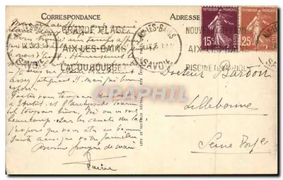Aix-les-Bains — Vista geral e o Lago do Bourget — LL — Verso
