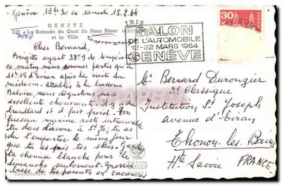 Ginebra — La Rotonda del Quai du Mont Blanc y la Ciudad — Ediciones Baeger — Reverso