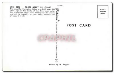 Forde Abbey nr. Chard — Abadia Cisterciense — editor Colour Picture Publishers, Inc. (Norwich, Norfolk, USA) n° WHS 2516 — Verso