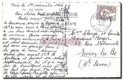 Lago Léman — Tarjeta postal turística con viñetas de paisajes — editor Jaeger Ginebra — Reverso