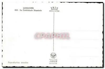 Lausanne — Oświetlona katedra — Éditions Jaeger, n° 658 — Rewers