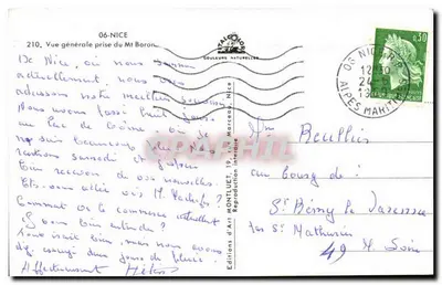 Widok ogólny z Mt Boron — Nice — Wydawnictwo Montluet, nr 210 — Rewers