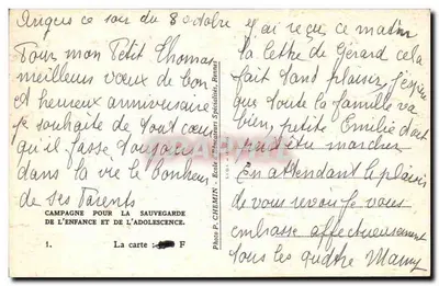 Criança sorridente — Feliz Aniversário — Foto P. CHEMIN, Rennes — Verso