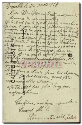 Grenoble — Vista Geral e a Cadeia dos Alpes — C. BERNARD, n° 101 — Verso