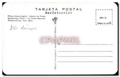 Skulptura aztecka — Muzeum La Venta — Mexfotocolor, seria 255-A — Rewers