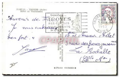 Zamek w Troyes — widok wnętrza z schodami — A. C. GORGE — Rewers