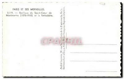 Basílica del Sagrado Corazón de Montmartre — 1876-1910 — Ediciones de arte « Guy » — Reverso