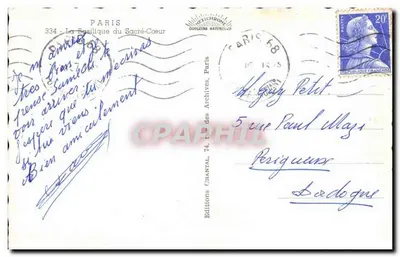 Sacré-Cœur of Paris — panoramic view — Éditions Chantal, no. 334 — Back