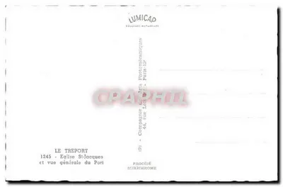 Le Tréport — vista geral do porto e igreja — Lumicap — Verso
