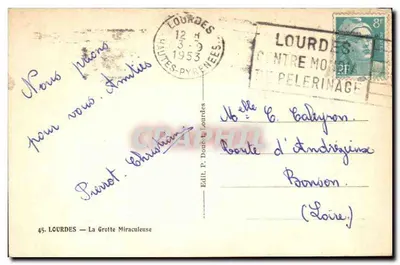 Lourdes — A Gruta Milagrosa — Edit. P. Doinet — Verso