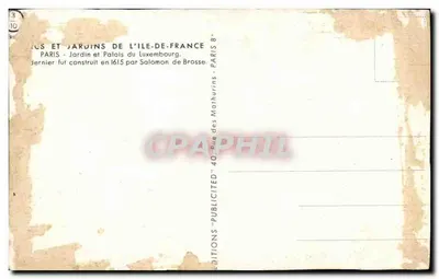 Jardín y Palacio del Luxembourg — París — Ediciones de las Iles-de-France — Reverso