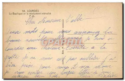 Lourdes — La Basílica y el monumento interaliado — Douces — Reverso