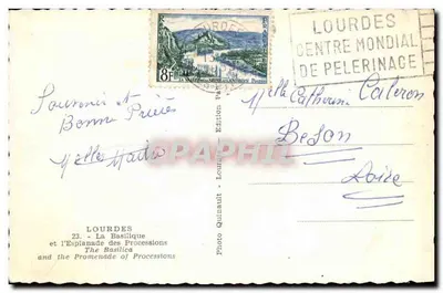 Lourdes — A Basílica e a Esplanada das Procissões — Edição Quinault, n°23 — Verso