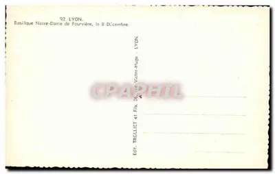 Basílica Nossa Senhora de Fourvière — Lyon — editor TROLLIET & Fils, Lyon — Verso