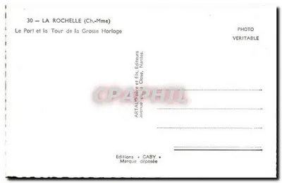 La Rochelle — O Porto e a Torre da Grande Horologia — Edições Caby — Verso