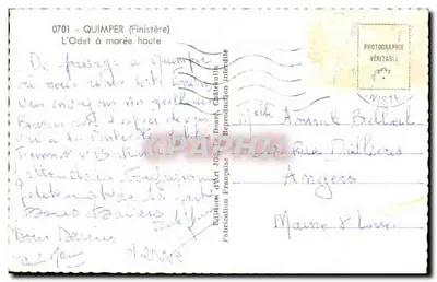 Quimper (Finistère) — O Odet na maré alta — Éditions d'Art JOS — Verso