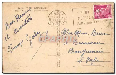Avenue des Champs-Élysées — widok panoramiczny — André Leconte, wydawca, nr 108 — Rewers