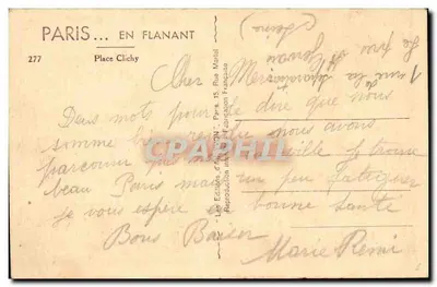 Place Clichy — Paris — Editor Yvon, n°277 — Verso