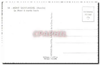 Monte Saint-Michel — O Monte à maré alta — Edições ARTAUD Père & Fils, Nantes — Verso