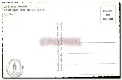 Basílica Nossa Senhora de Lourdes — A Noite — Fotógrafo Verdadeiro, 1958 — Verso