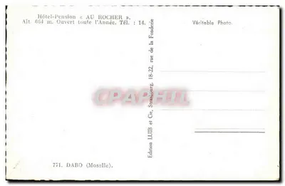 Hôtel-Pension « AU ROCHER » — Strasbourg, Mosel — Wydawnictwo LUIB et Cie — Rewers