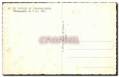 Santa Térèsa da Criança Jesus — Fotografia do 7 de junho de 1897 — Office central de Lisieux — Verso