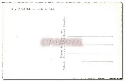 Angoulême — O Jardim Público — Éditions du Globe, Paris — Verso