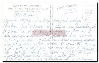 Parigi e le sue meraviglie — Il ponte Alexandre III (1900) e l'esplanade dei Invalides — Editore Guy, n° 4034 — Verso