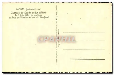 Zamek w Candé — Monts (Indre-et-Loire) — Wydawnictwo AIGNAN i BERNARD — Rewers