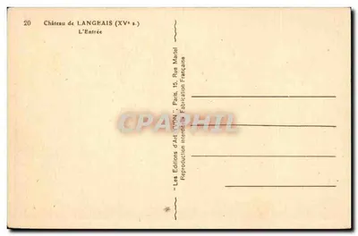 Castelo de Langeais — A Entrada — Éditions d'Art YVON — Verso
