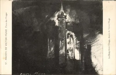 O Castelo no Temporal, desenho de Victor Hugo — Casa de Victor Hugo, Praça de Victor Hugo, Vosges — G. Bouchet, 72, Av. J. Hospital, Paris