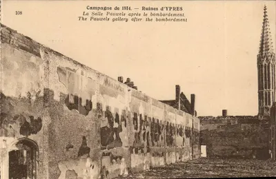 Ruínas de Ypres — A Sala Pauwels após o bombardeio — Foto Antony, Ypres