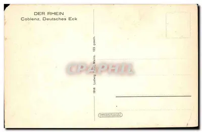 O Reno — Coblença, Deutsches Eck — editor Ludwig Fürst, Mainz, n° 122 — Verso