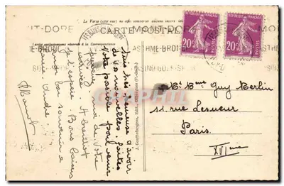 Estrada do Mont-Dore para La Bourboule — paisagem — J. Gouttefanges, Ed. Mont-Dore, n° 866 — Verso