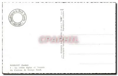 Nohant (Indre) — Stara świątynia i wejście do zamku George Sand — Combiér Imp. Maccon — Rewers